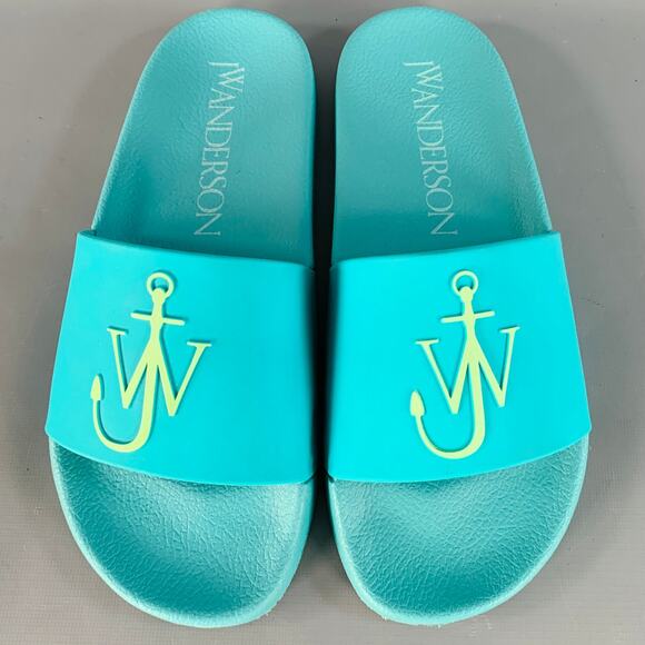 J.W.ANDERSON Size 9 Blue Green Anchor Logo Acetate Pool Slide Sandals main image 6